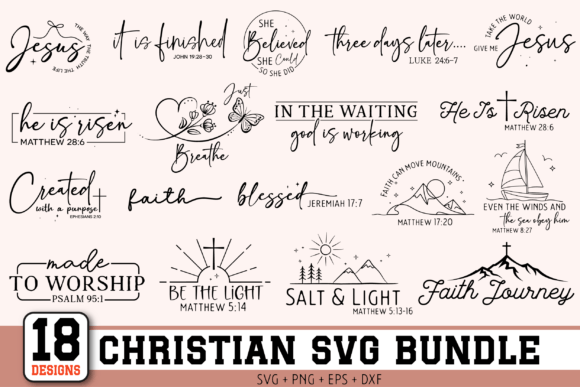 Christian SVG Bundle: Faith-Inspired Graphics for T-Shirt Designs & Branding
