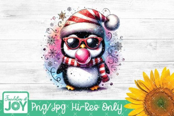 Christmas Penguin Sublimation Design Graphics & T-Shirts