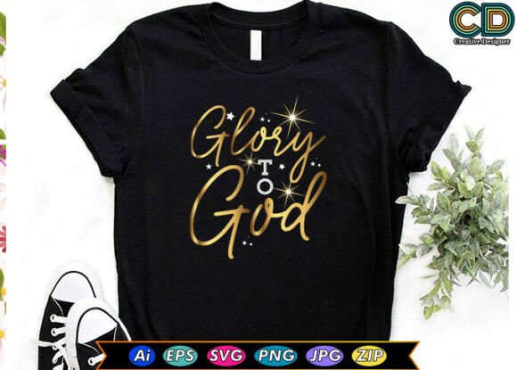 Glory to God Christian T-shirt Graphics for Print Templates