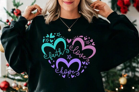 Retro Christian SVG: Faith, Hope, Love in Embroidery